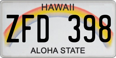HI license plate ZFD398