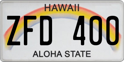 HI license plate ZFD400