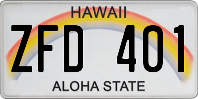 HI license plate ZFD401