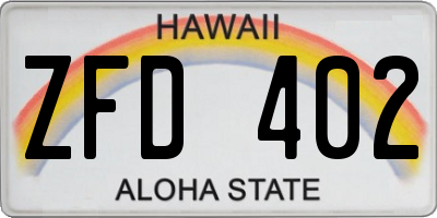 HI license plate ZFD402
