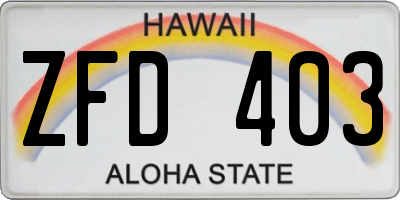 HI license plate ZFD403