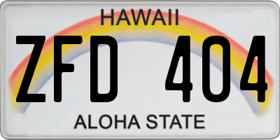 HI license plate ZFD404