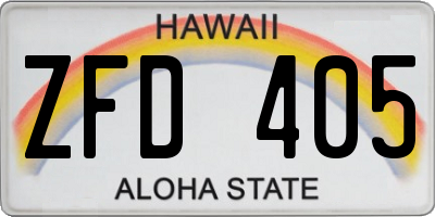HI license plate ZFD405
