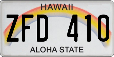 HI license plate ZFD410