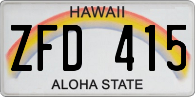 HI license plate ZFD415