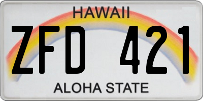 HI license plate ZFD421