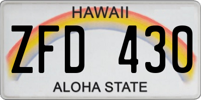 HI license plate ZFD430