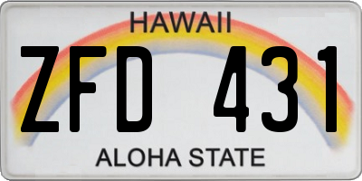 HI license plate ZFD431