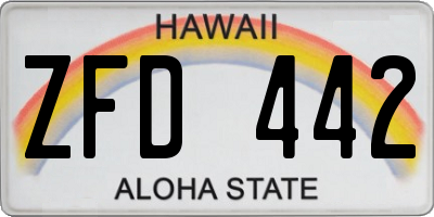 HI license plate ZFD442