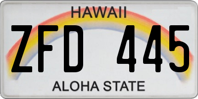 HI license plate ZFD445