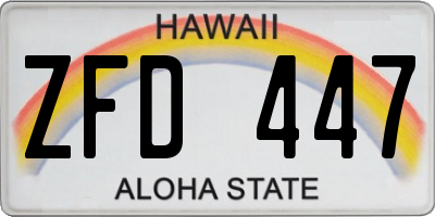 HI license plate ZFD447