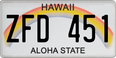 HI license plate ZFD451