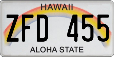 HI license plate ZFD455