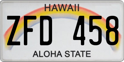 HI license plate ZFD458