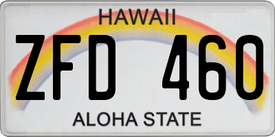 HI license plate ZFD460