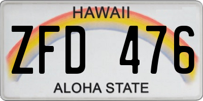 HI license plate ZFD476