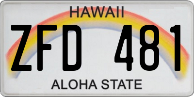 HI license plate ZFD481