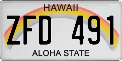 HI license plate ZFD491