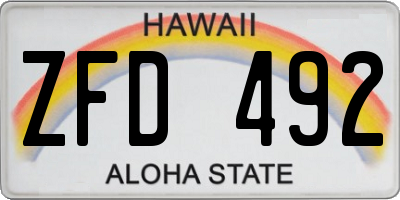 HI license plate ZFD492