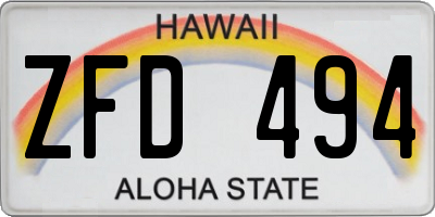 HI license plate ZFD494