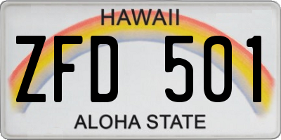 HI license plate ZFD501