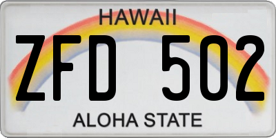 HI license plate ZFD502