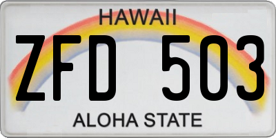 HI license plate ZFD503