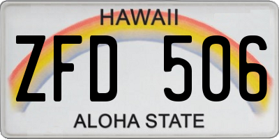 HI license plate ZFD506