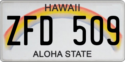 HI license plate ZFD509