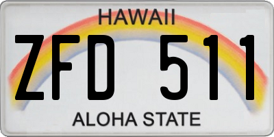 HI license plate ZFD511