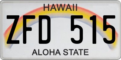 HI license plate ZFD515