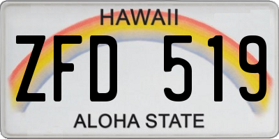 HI license plate ZFD519