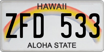 HI license plate ZFD533