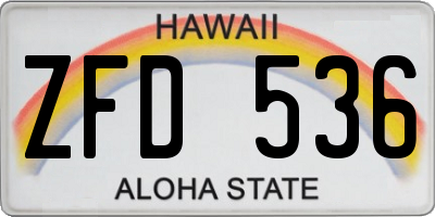 HI license plate ZFD536
