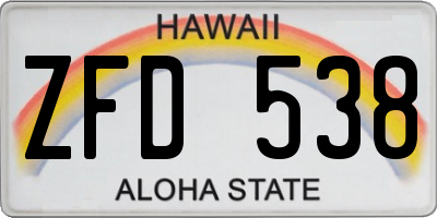 HI license plate ZFD538