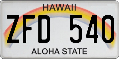 HI license plate ZFD540