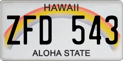 HI license plate ZFD543
