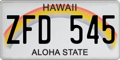 HI license plate ZFD545