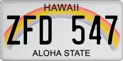 HI license plate ZFD547