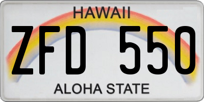 HI license plate ZFD550