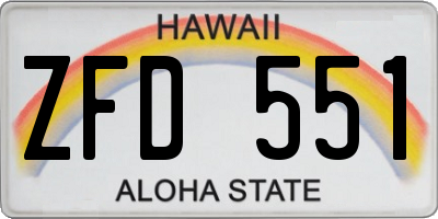 HI license plate ZFD551