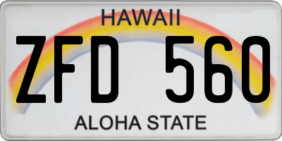HI license plate ZFD560