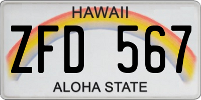 HI license plate ZFD567
