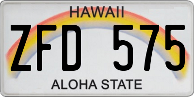 HI license plate ZFD575