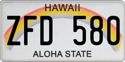 HI license plate ZFD580