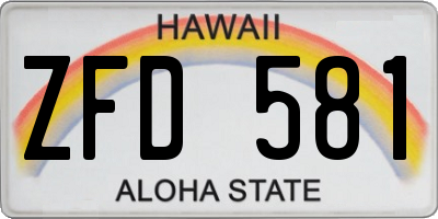 HI license plate ZFD581