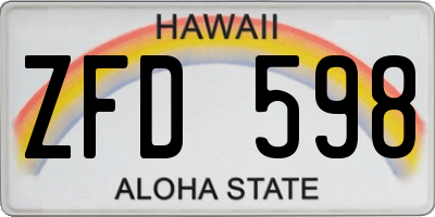 HI license plate ZFD598