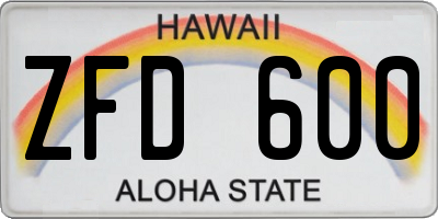 HI license plate ZFD600