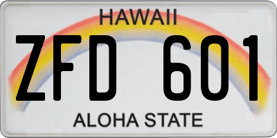 HI license plate ZFD601