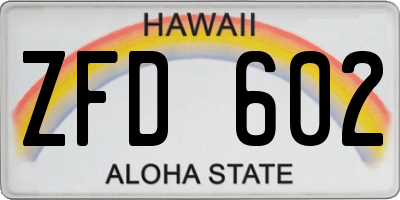HI license plate ZFD602